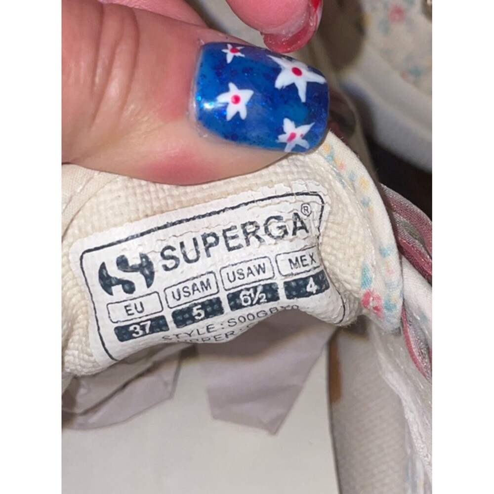 Superga X LoveShackFancy 2750 Vintage Floral Print Canvas Sneakers Size 6.5 - Picture 10 of 11
